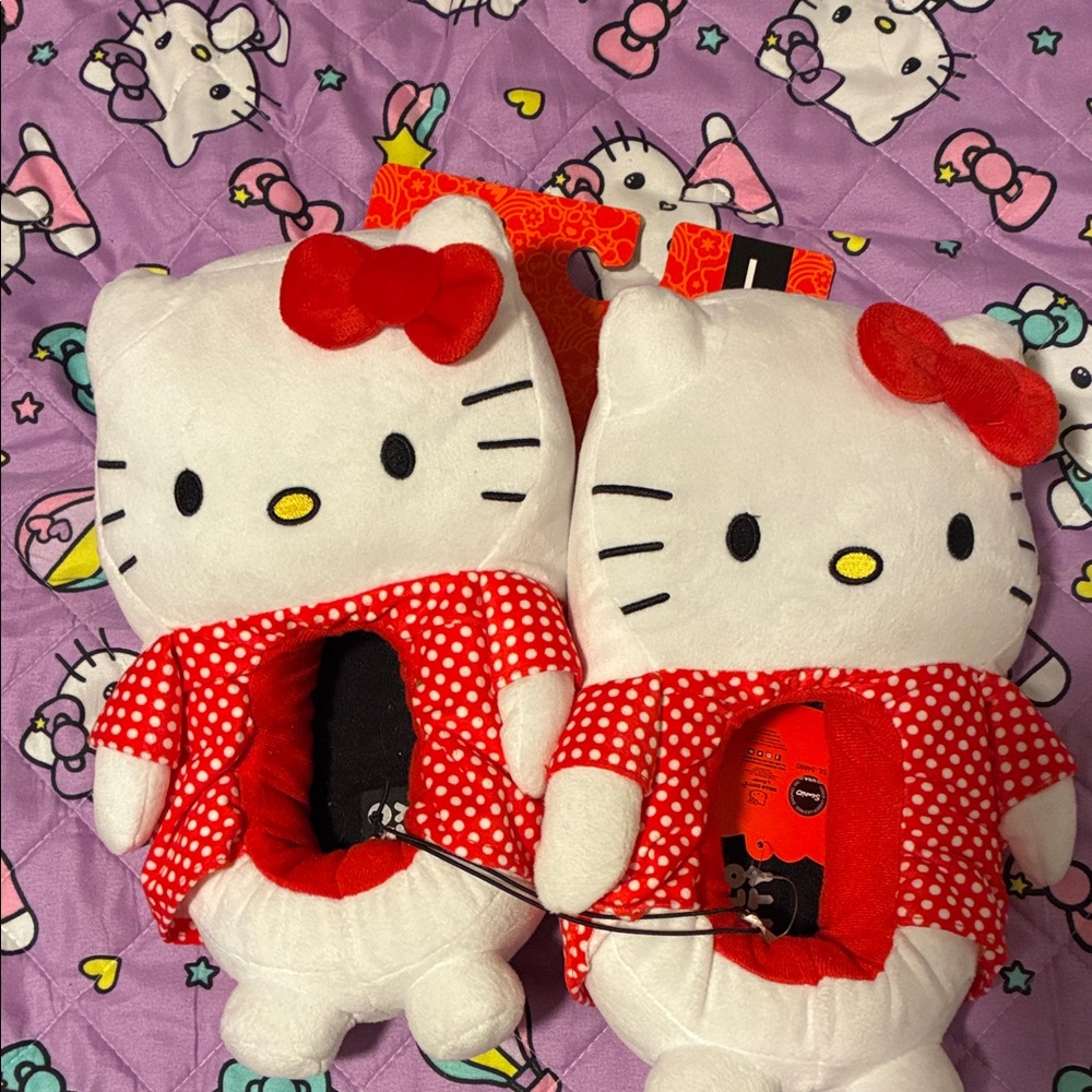 Hello Kitty Red and White Plush slippers